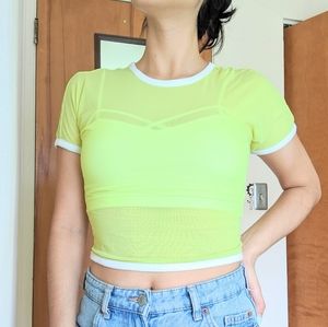 Sold! UO neon green mesh crop top